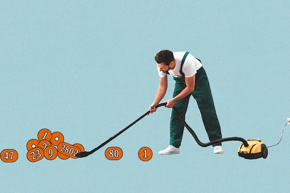 An illustration of a person vacuuming notifications.